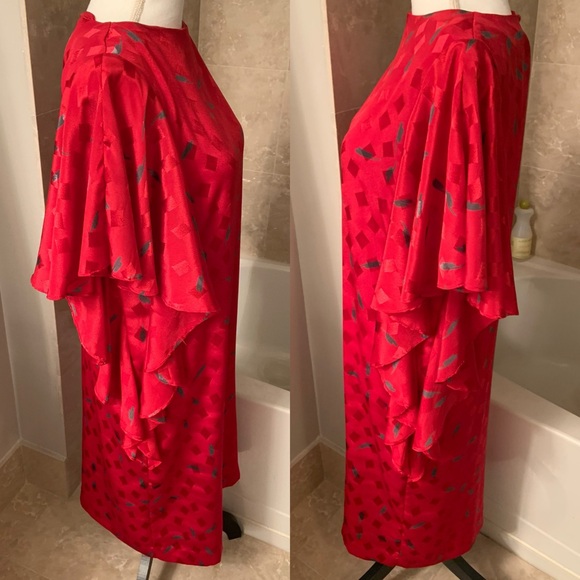 Vintage DLM Party Dress with Ruffle Sleeves - Picture 2 of 4